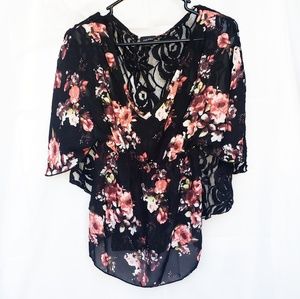 Floral Print Lace Top